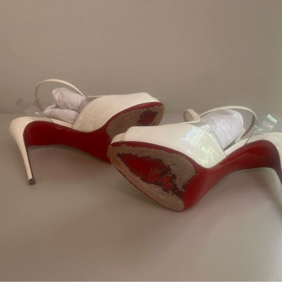 Louboutin White Platform heel 5 in - Picture 9 of 10